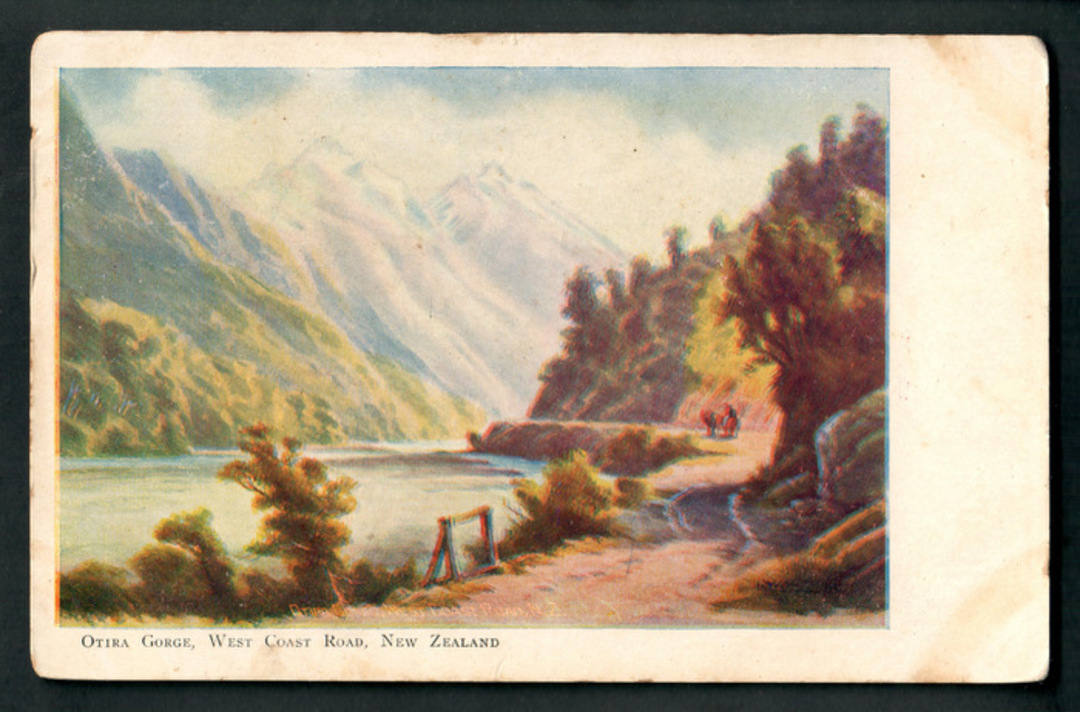 Coloured postcard of Otira Gorge West Coast Road. - 48756 - Postcard image 0