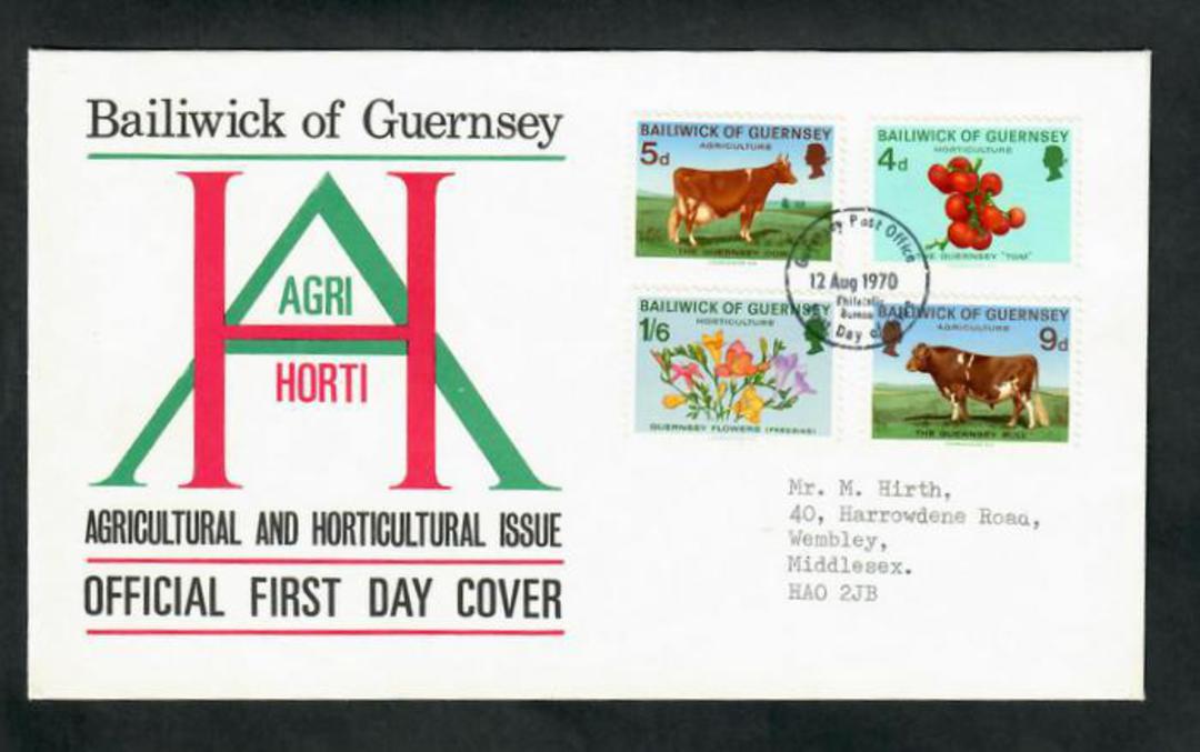 GUERNSEY 1970 Agriculture and Horticulture. Set of 4 on first day cover. - 30393 - FDC image 0