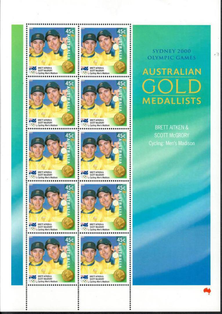 AUSTRALIA  2000 Gold Medalists. Hackett Women Water Polo Aitkenweather Freeman Cook Burns Hockey Armstrong. 8 sheetlets each of image 2