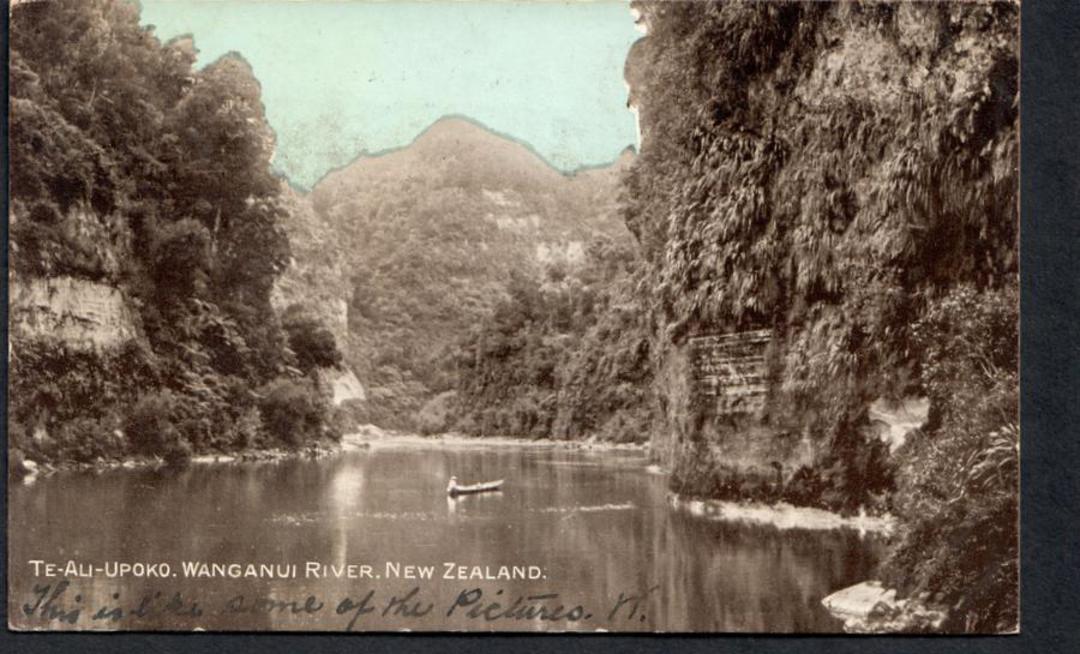 Tinted Postcard of TeAu-Upoko Wanganui River. - 47177 - Postcard image 0