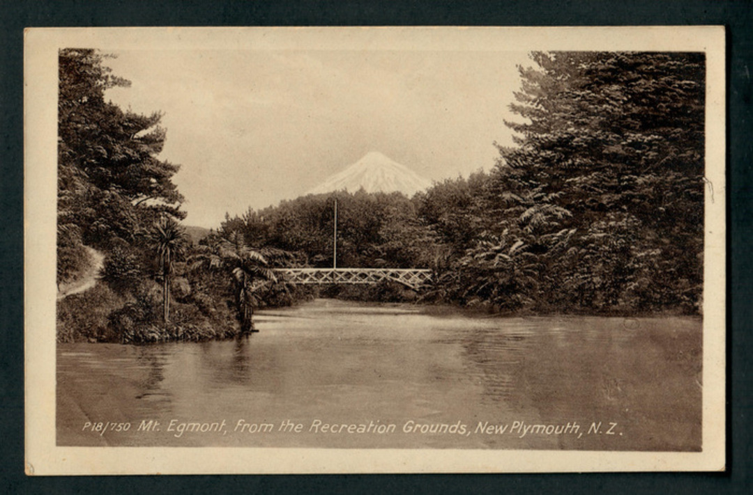 Real Photograph of Mount Egmont from Recreation Grounds New Plymouth. - 46963 - Postcard image 0