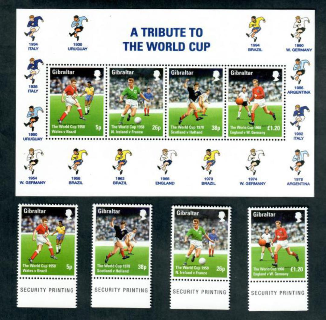 GIBRALTAR 1996 European Cup Football Championships.Set of 4 and miniature sheet. - 50603 - UHM image 0