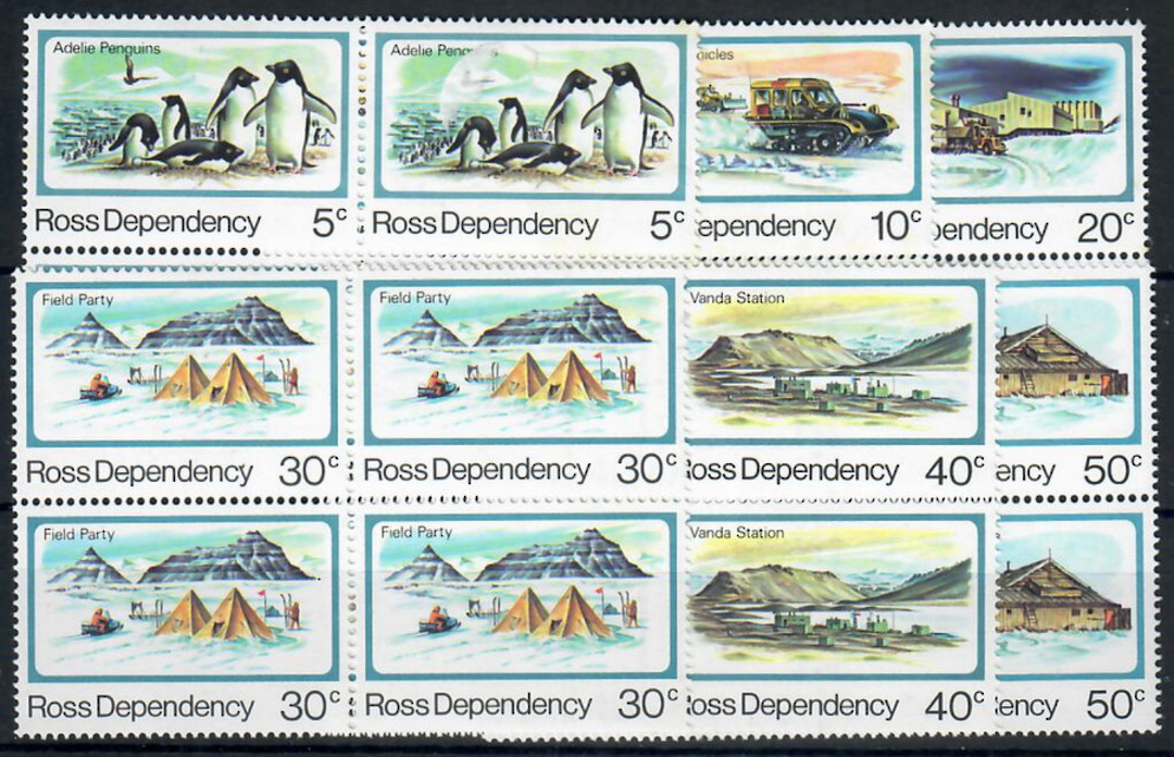 ROSS DEPENDENCY 1982 Definitives. Set of 6 in blocks of 4. - 22037 - UHM image 0