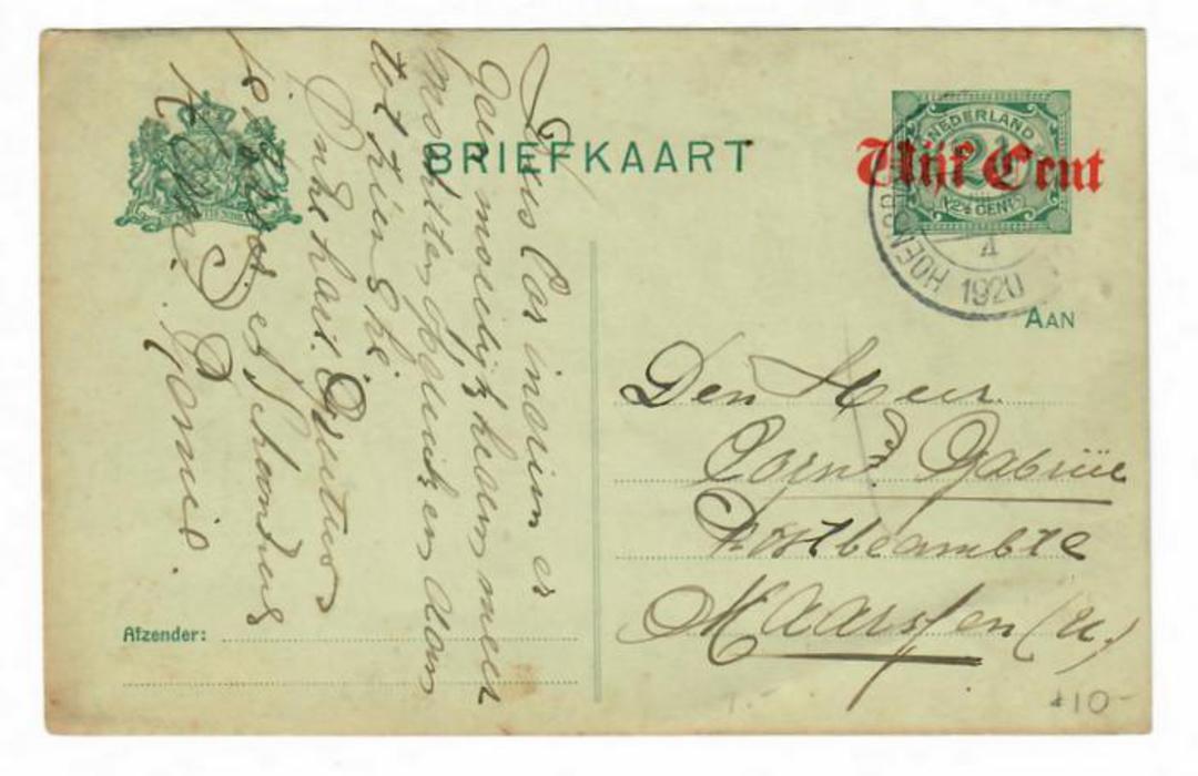 NETHERLANDS 1920 Briefkaart internal with postal rate overprint in red. Nice item. - 30445 - PostalHist image 0