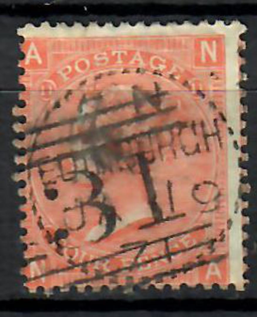 GREAT BRITAIN 1865 4d Dull Vermillion. Numeral cancel 31 overlaid by a cds EDINBURGH 19/1/71. Dotted circular frame. With two pm image 0