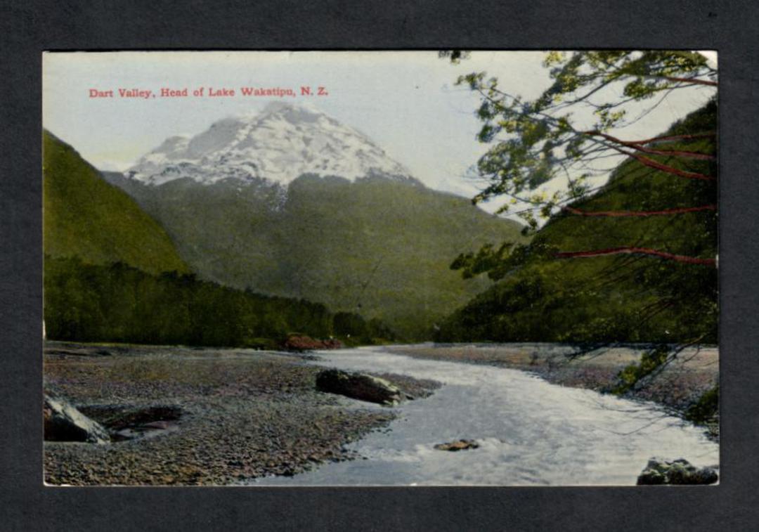 Coloured postcard of Dart Valley Head of Lake Wakatipu. - 49467 - Postcard image 0
