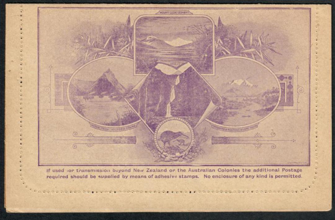 NEW ZEALAND 1897 Victoria 1st Lettercard 1½d Purple with Views on the reverse. - 34161 - PostalStaty image 1
