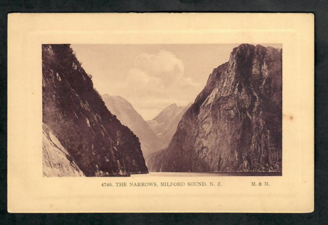 Postcard by Muir & Moodie of The Narrows Milford Sound. - 49859 - Postcard image 0