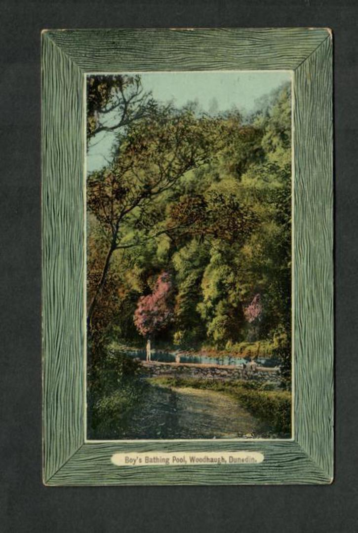 Coloured postcard of Boys' Bathing Pool Woodhaugh Dunedin - 49165 - Postcard image 0