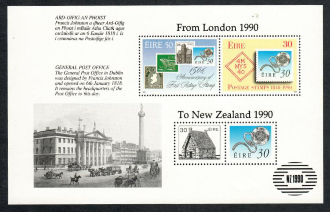 IRELAND 1990 Booklet Pane overprinted for the New Zealand 1990 International Stamp Exhibition. Not listed by SG but refer their image 0