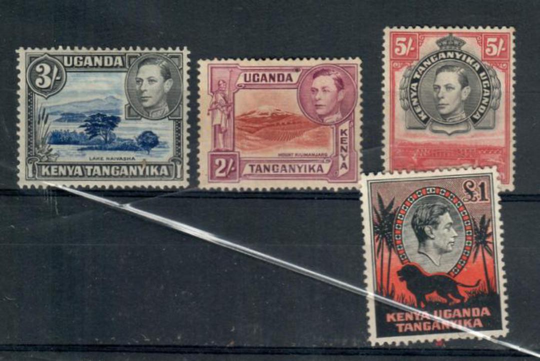 KENYA UGANDA TANGANYIKA 1938 George 6th Definitives. Four high values. Priced to retail at $NZ65.00 $US29.25. - 20424 - MNG image 0
