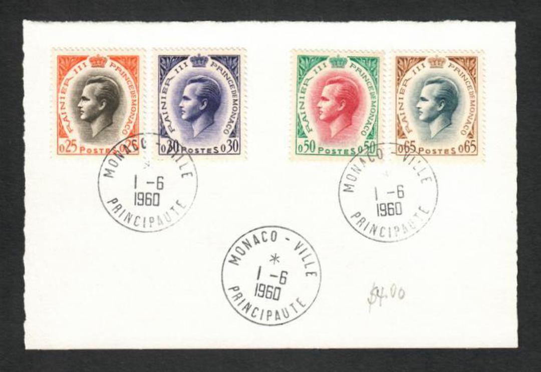 MONACO 1960 Definitives. Set of 4 issued on 1/6/1960 on first day card. - 31250 - FDC image 0