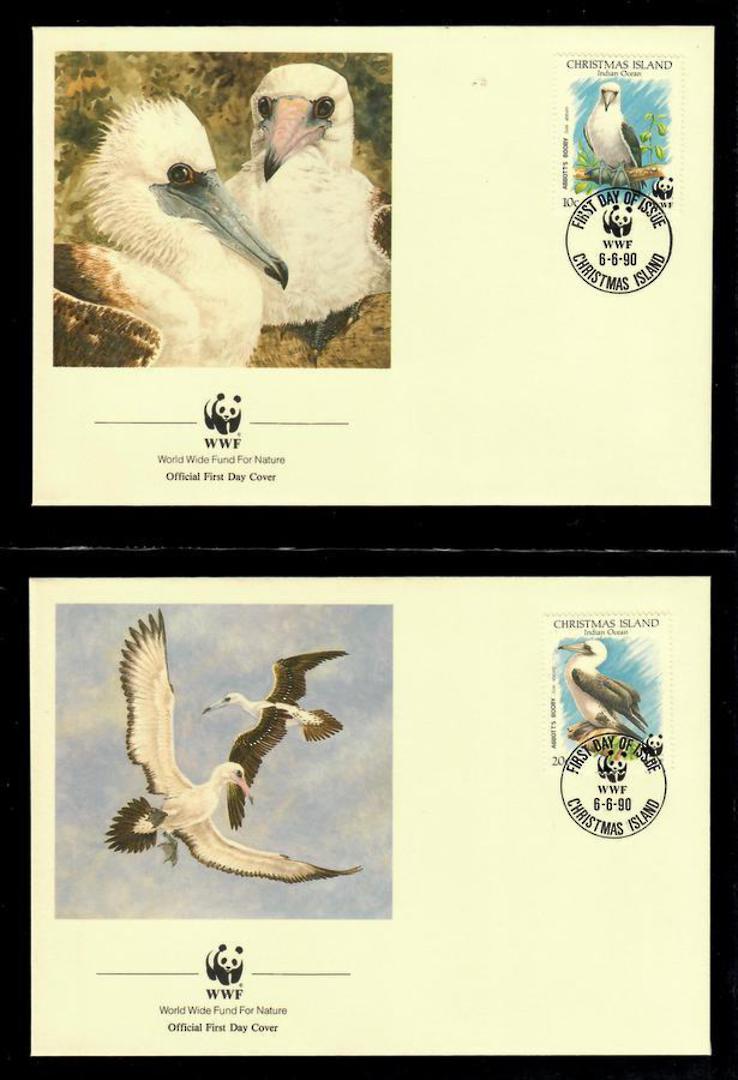 CHRISTMAS ISLAND 1990 World Wildlife Fund. Abbott's Booby. Set of 4 in mint never hinged and on first day covers with 6 pages of image 1
