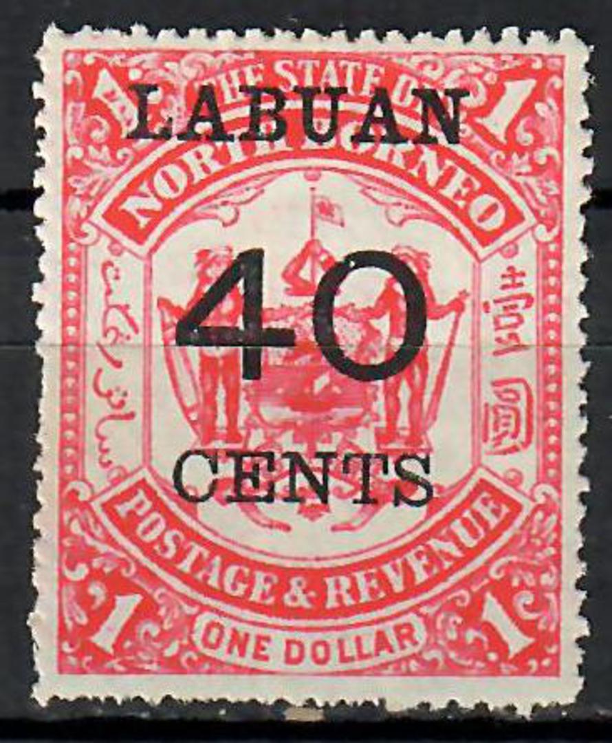 LABUAN 1895 Surcharge 40c on $1 Scarlet. - 70913 - UHM image 0