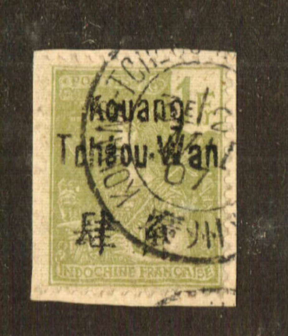 INDO CHINA POST OFFICES IN KWANGCHOW 1906 1f on piece.Good perfs and centering. - 71265 - VFU image 0