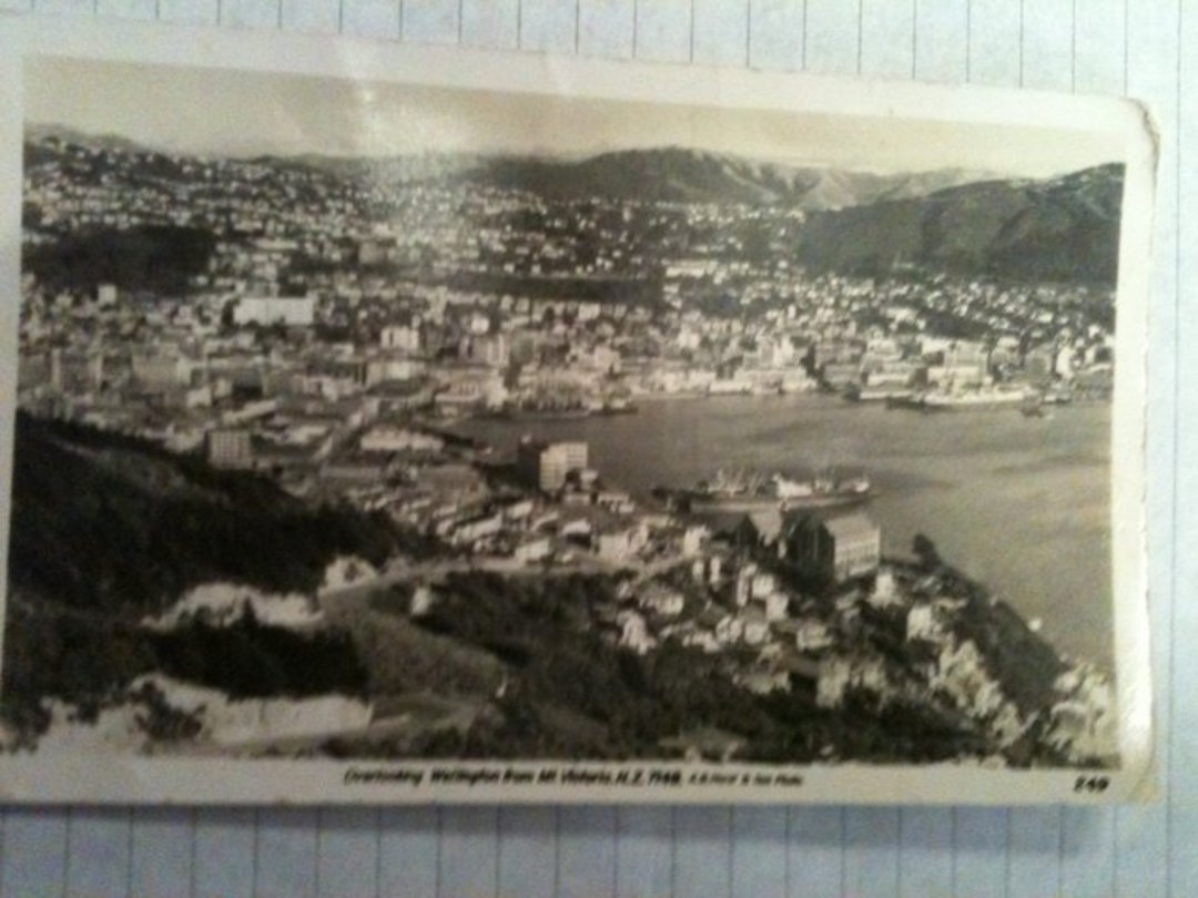 Real Photograph by A B Hurst & Son of Wellington from Mt Victoria. - 47455 - Postcard image 0