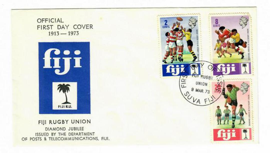 FIJI 1973 75th Anniversary of the Fiji Rugby Union. Set of 3 on first day cover. - 32193 - UHM image 0