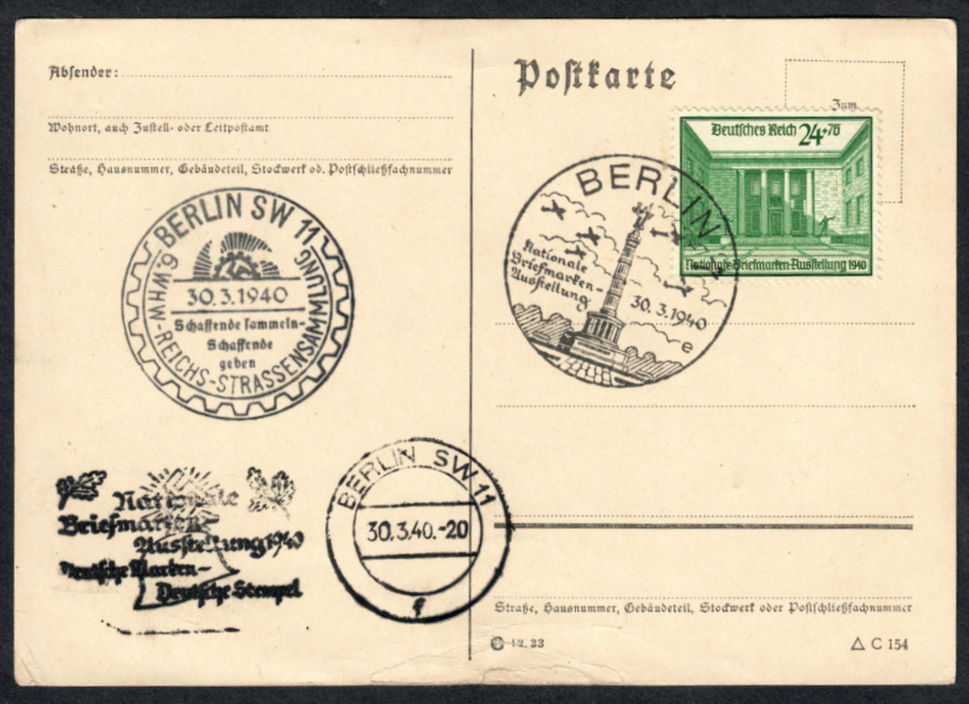 GERMANY 1940 Berlin International Stamp Exhibition on postcard. - 31370 - PostalHist image 0