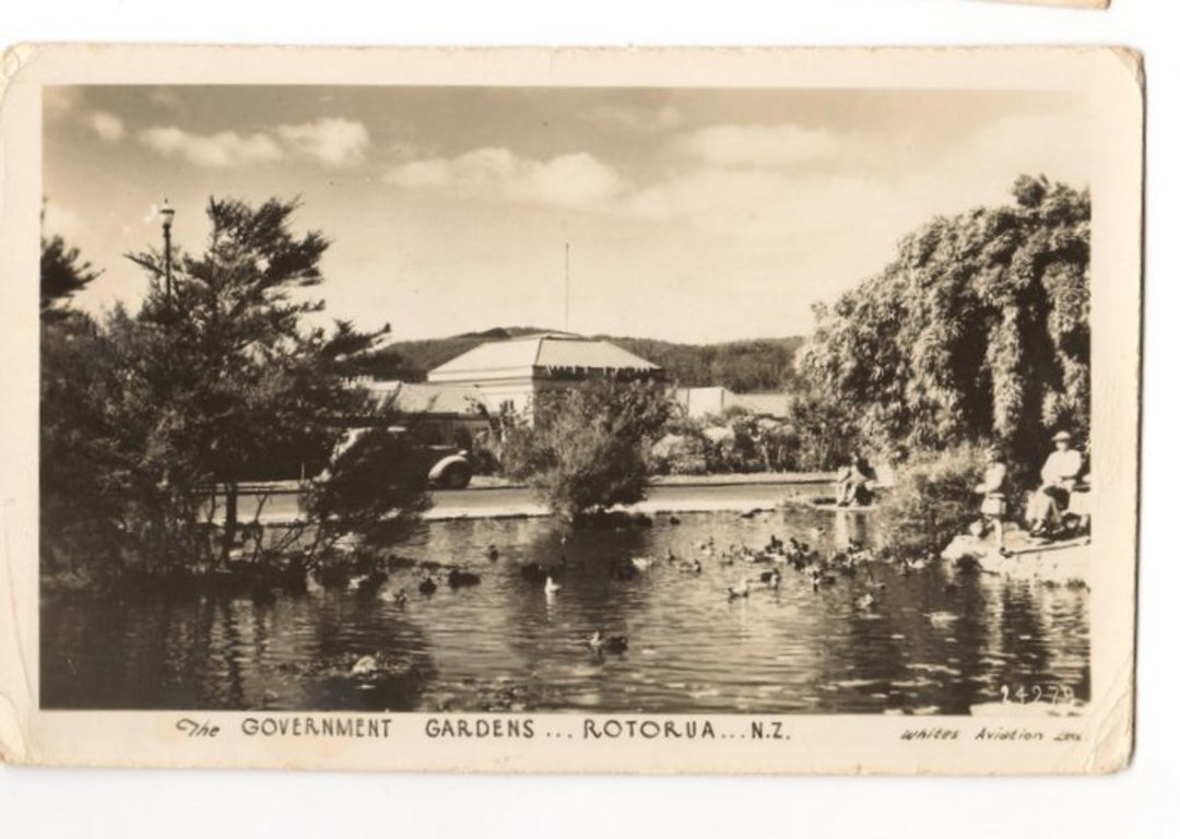 Real Photograph by Whites Aviation of Government Gardens Rotorua. - 46286 - Postcard image 0