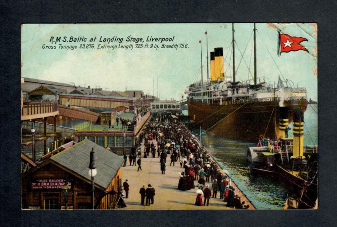 ENGLAND Coloured Postcard of RMS Baltic at Landing Stage Liverpool. - 40289 - Postcard image 0
