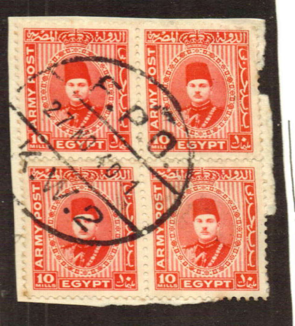 BRITISH FORCES IN EGYPT 1940 Block of four with nice FPO KW2 postmark 27/11/40 on piece. - 71456 - On Piece image 0