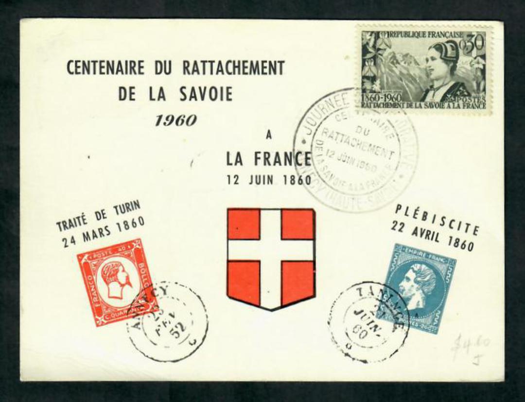 FRANCE 1960 Centenary of the Attachment of Savoy to France on first day card. - 31271 - FDC image 0