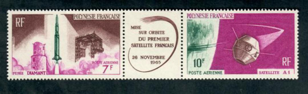 FRENCH POLYNESIA 1966 Lauching of the First French Satellite. Joined pair. Very lightly hinged. - 50629 - LHM image 0