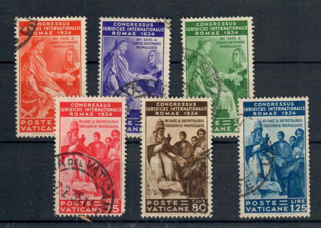 VATICAN CITY 1935 International Medical Congress. Set of 6. The 75L has a dull corner and will need to be replaced. (SG £55). Th image 0