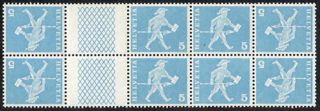 SWITZERLAND 1960 Definitives 5c and 10c. In blocks of 4 and gutter pairs. Tete-Beche. - 23326 - UHM image 0