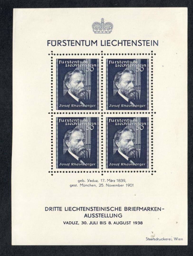 LIECHENSTEIN 1938 Third Liechenstein International Stamp Exhibition. Miniature sheet. - 53242 - LHM image 0