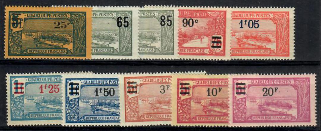 GUADELOUPE 1924 Definitive Surcharges. Set of 10. - 23712 - LHM image 0