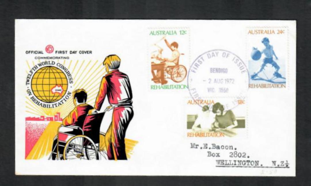 AUSTRALIA 1972 Rehabilitation. Set of 3 on first day cover. - 32265 - FDC image 0