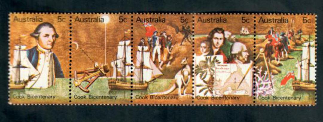 AUSTRALIA 1970 Bicentenary of the Voyage of Capt James Cook. Strip of 5. - 52162 - UHM image 0