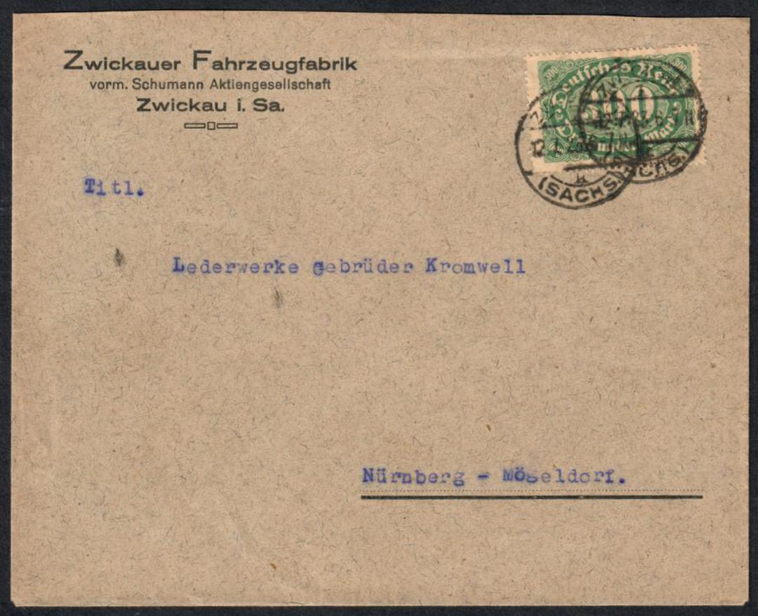 GERMANY 1923 Cover from Zwickauer Fahrzeugfabrik in Saxony. - 533573 - PostalHist image 0