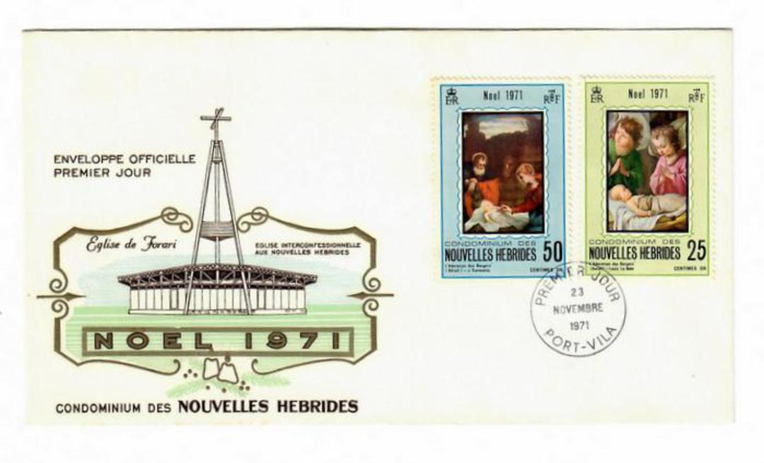 NOUVELLES HEBRIDES 1971 Christmas. Set of 2 on first day cover. - 30518 - FDC image 0