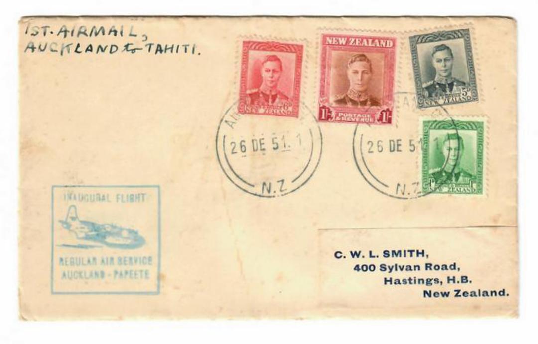 NEW ZEALAND 1951 First Airmail Auckland - Papeete. - 30807 - PostalHist image 0