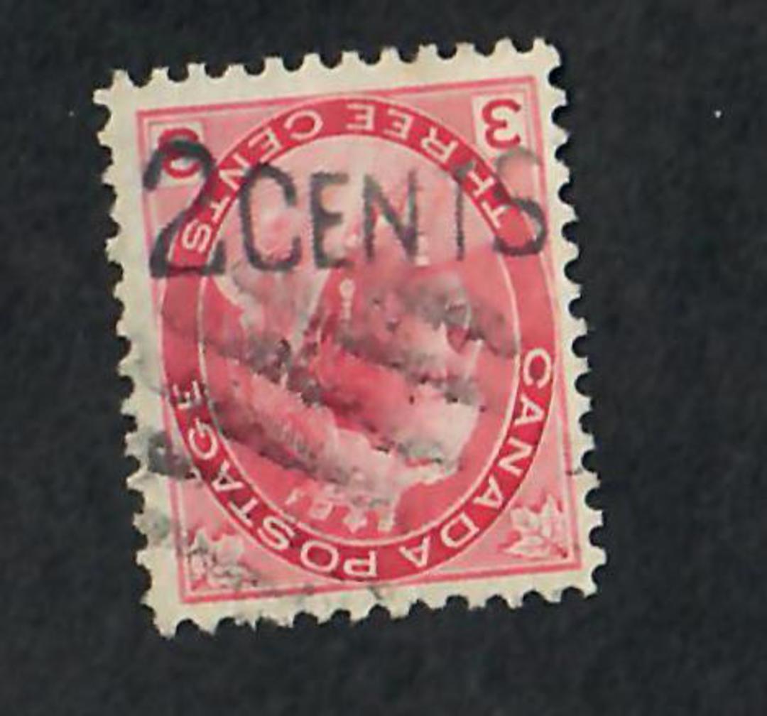 CANADA 1899 2c on 3c Carmine with inverted surcharge. Almost certainly a fake. - 73663 - FU image 0