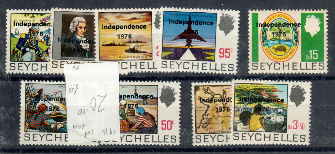 SEYCHELLES 1976 Independence. Set of 9. Retail $NZ 28.00. $US 12.50. - 21110 - LHM image 0