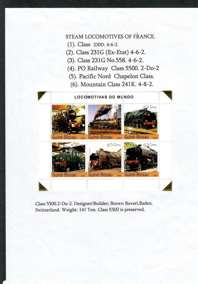 GUINEA-BISSAU 2002 Railway Locomotives of the World. Miniature sheet. (France). - 19894 - UHM image 0