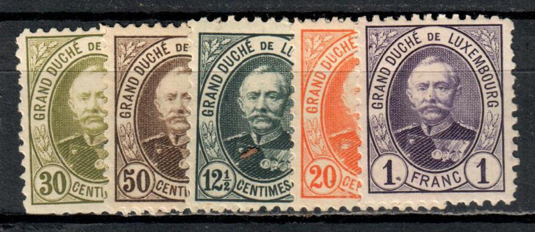 LUXEMBOURG 1891 Definitives. Five values. Perf 11½x11. Includes 20c 50c 1fr. - 73890 - Mint image 0