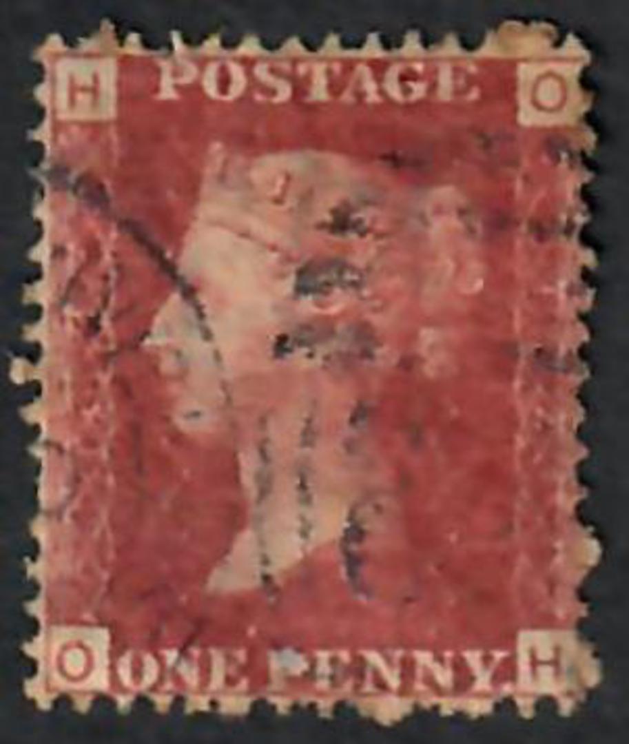 GREAT BRITAIN 1858 1d Red Plate 164 Letters HOOH - 70164 - Used image 0