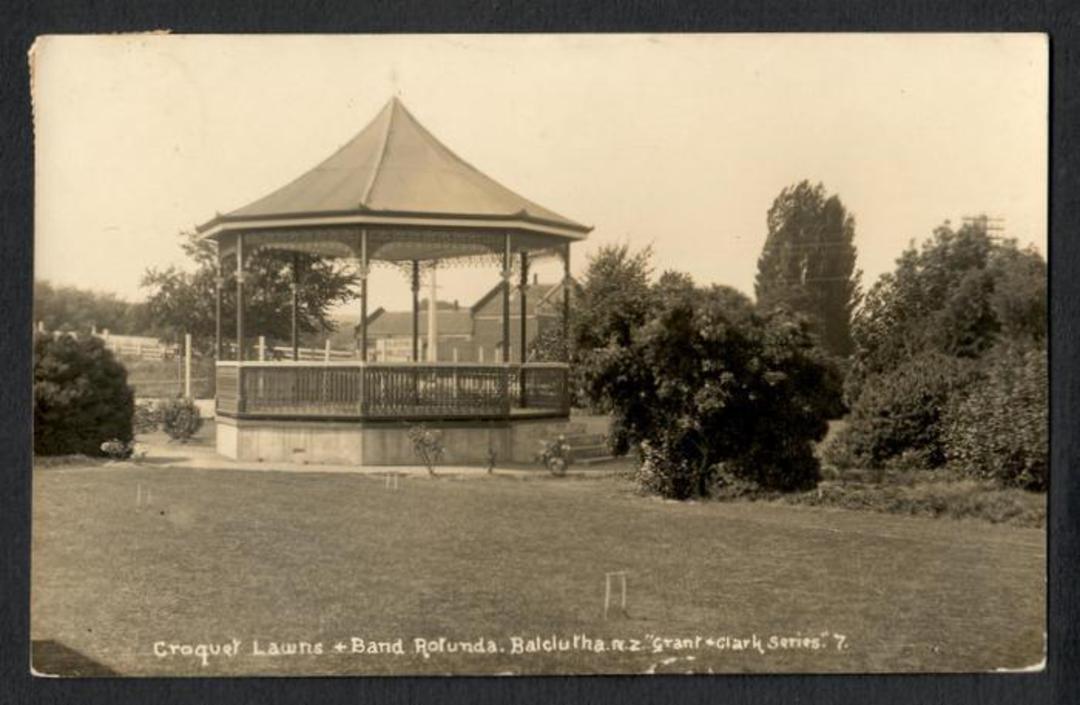 Real Photograph of Croquet Lawns and Band rotunda Balclutha. - 49083 - Postcard image 0