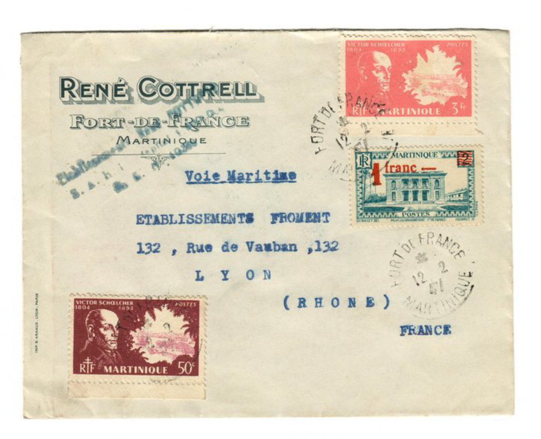 MARTINIQUE 1947 Letter from Fort de France to Lyon. - 37808 - PostalHist image 0