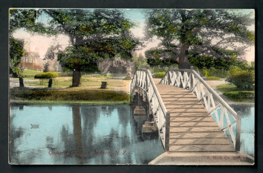 Coloured postcard by S M & Co  of Queens Gardens Nelson. - 48647 - Postcard image 0