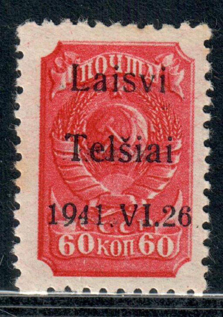 GERMAN OCCUPATION OF LITHUANIA 1941 Russian Definitive overprinted in Black. Telschen 26/6/1941. Unofficial issue not listed by image 0