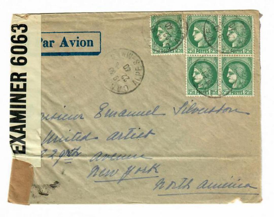 FRANCE 1940 Letter to New York. Reseal Label "Opened by Examiner 6063". - 30219 - PostalHist image 0