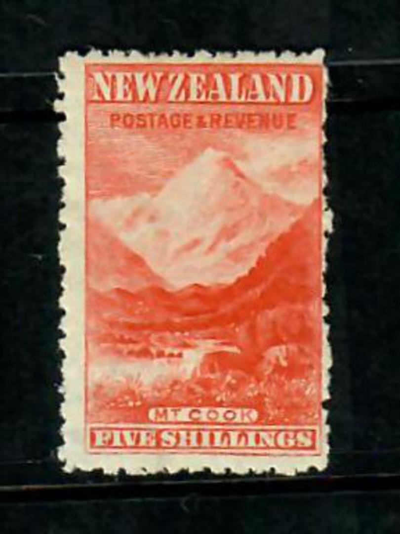NEW ZEALAND 1898 Pictorial 5/- Deep Red. Second Local Issue on Cowan Watermarked Paper. Perf 11. - 75021 - LHM image 0