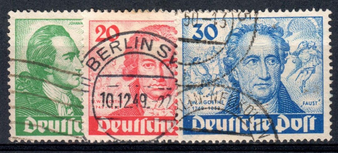 WEST BERLIN 1949 Bicentenary of the Birth of Goethe. Set of 3. - 76075 - Used image 0