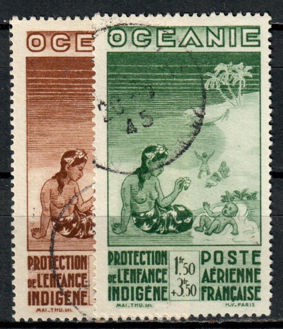 FRENCH OCEANIC SETTLEMENTS 1942 Child Protection. Set of 2. Issued by the Vichy Government and not available in the islands. Pos image 0