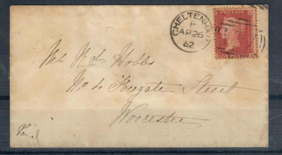 GREAT BRITAIN 1862 Letter from Cheltenham to Worcester. Very tidy. - 21457 - PostalHist image 0